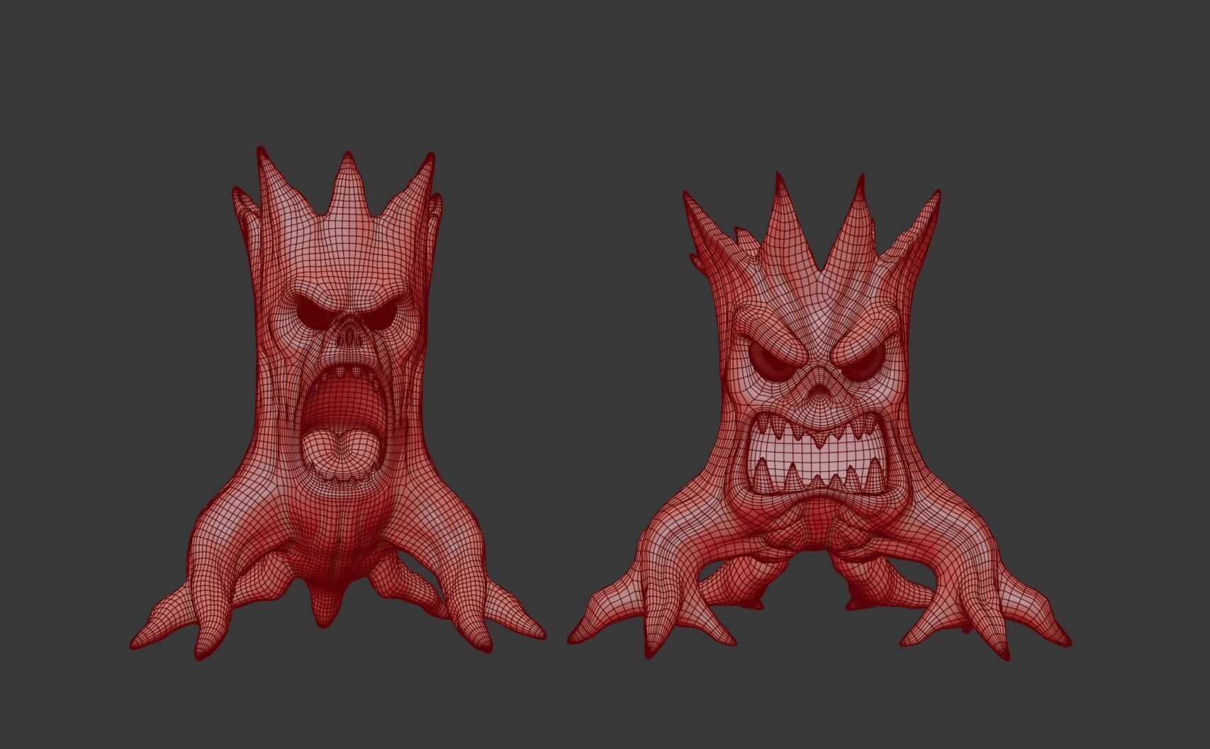 Evil Tree Monster 3D Model Stylized Haunted Forest Creature Low-poly 3D model_7