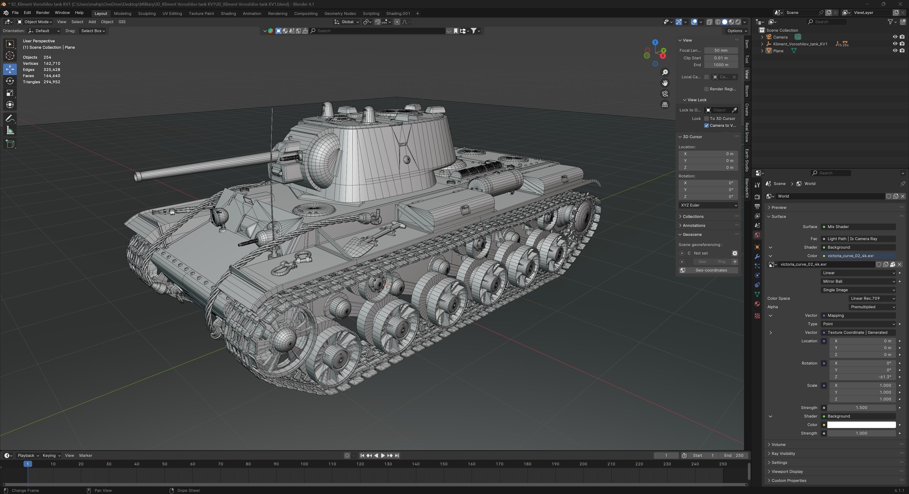 Kliment Voroshilov tank KV1 Low-poly 3D model_10