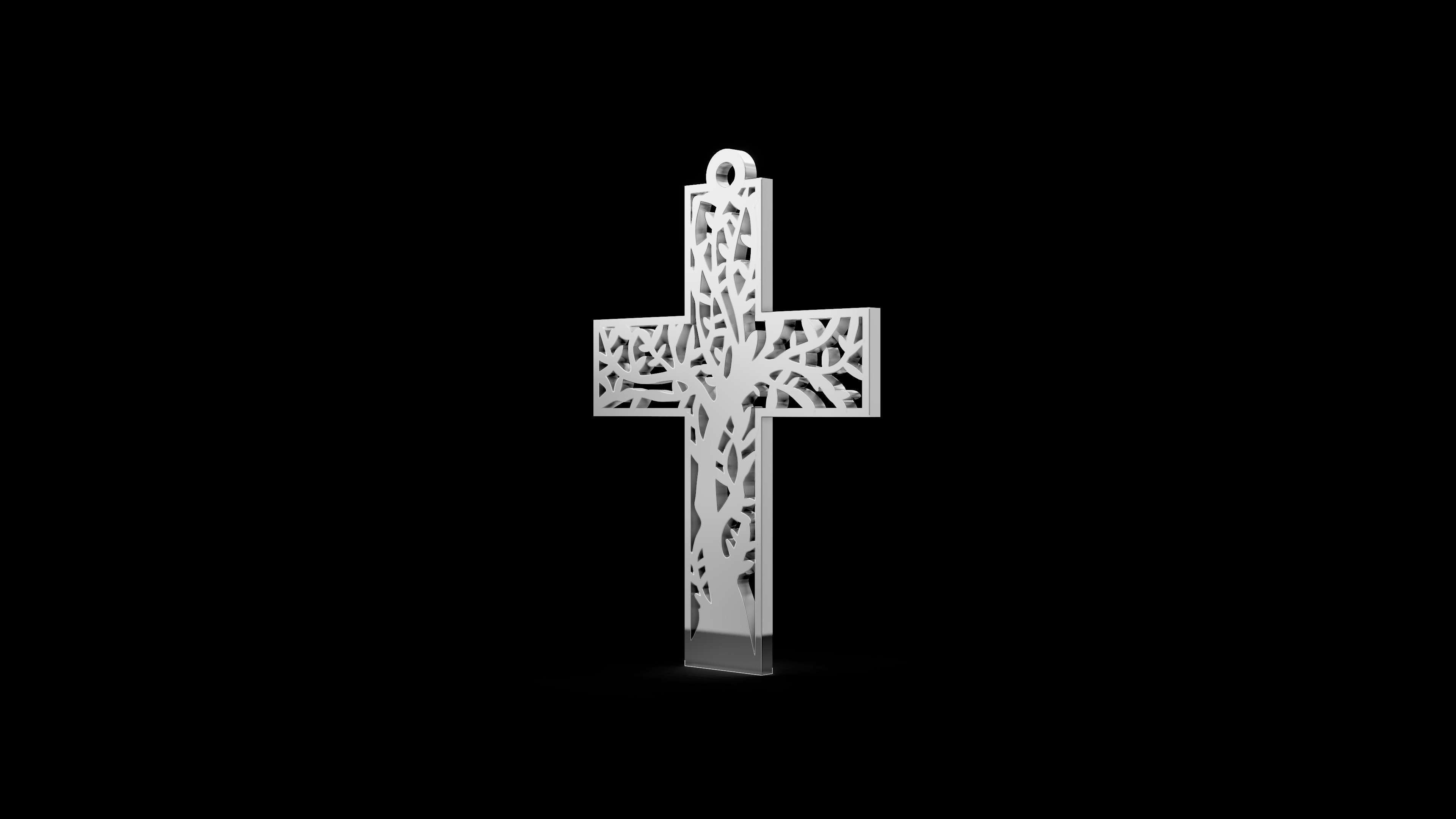 Cross Tree Pendant Necklace 3D print model_6