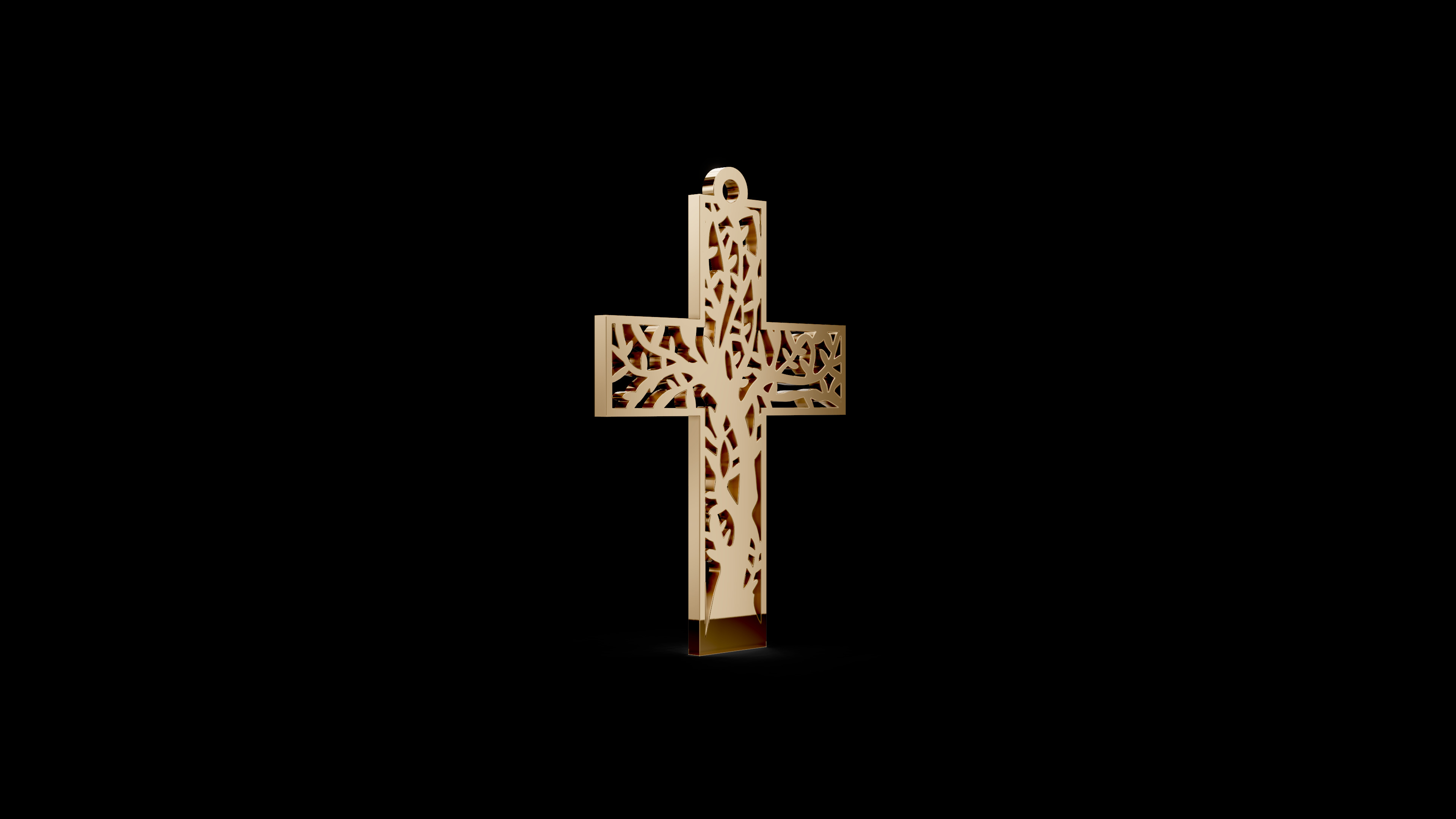 Cross Tree Pendant Necklace 3D print model_4