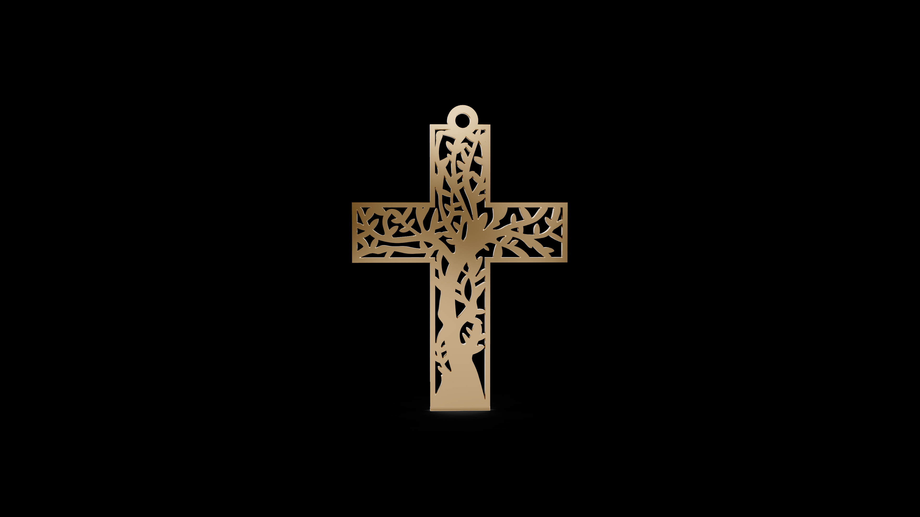 Cross Tree Pendant Necklace 3D print model_1