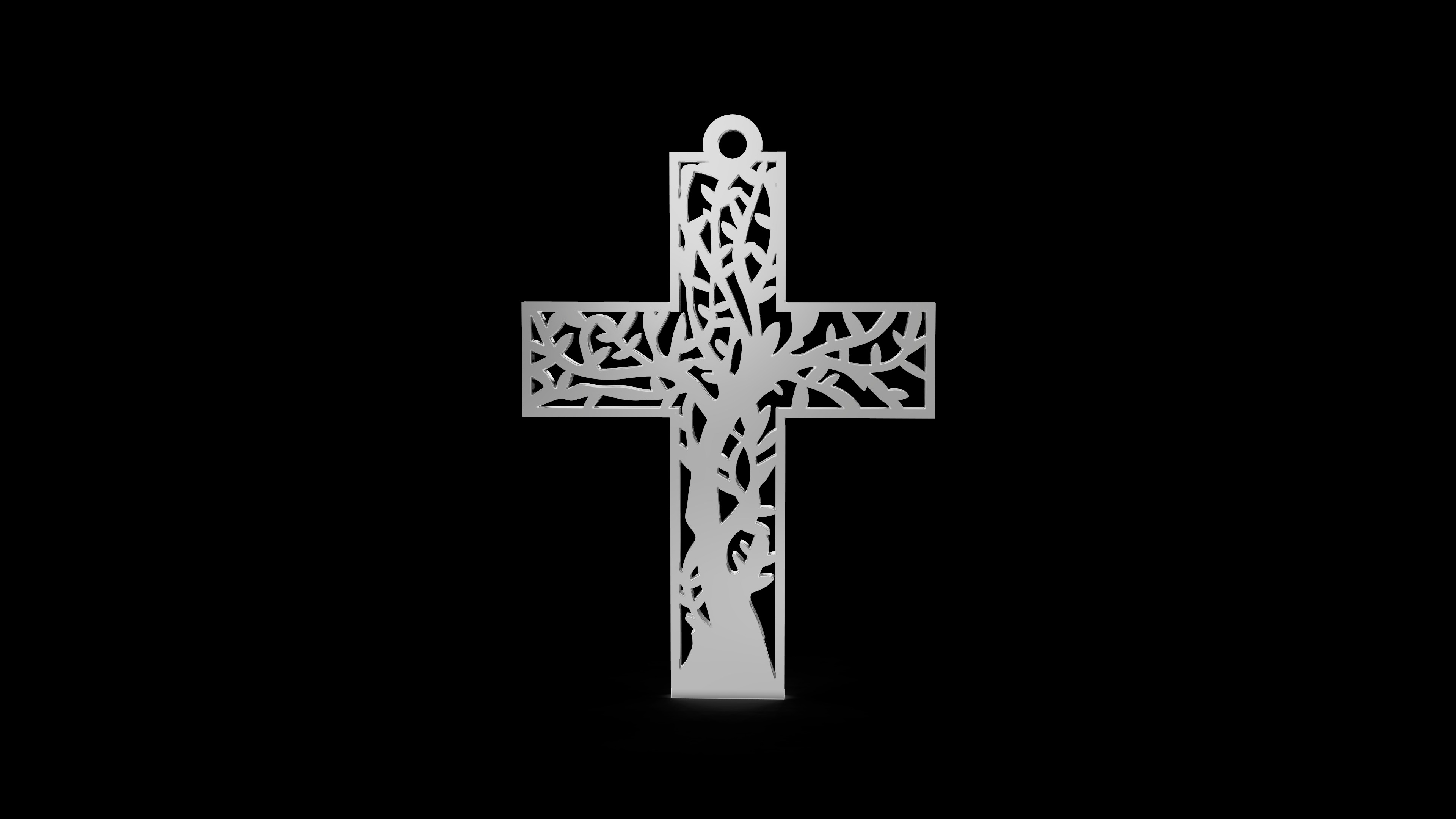 Cross Tree Pendant Necklace 3D print model_7