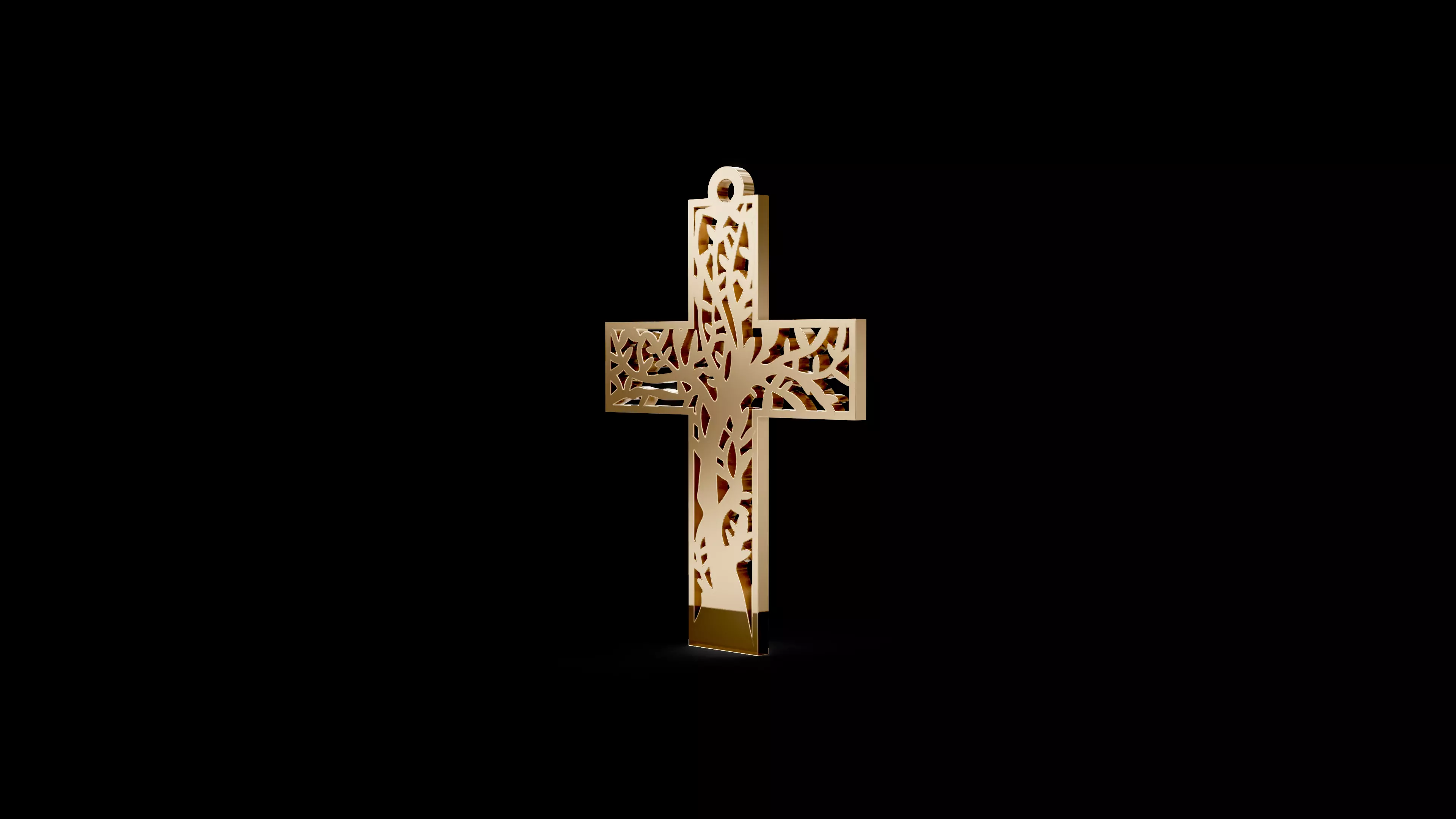 Cross Tree Pendant Necklace 3D print model_0