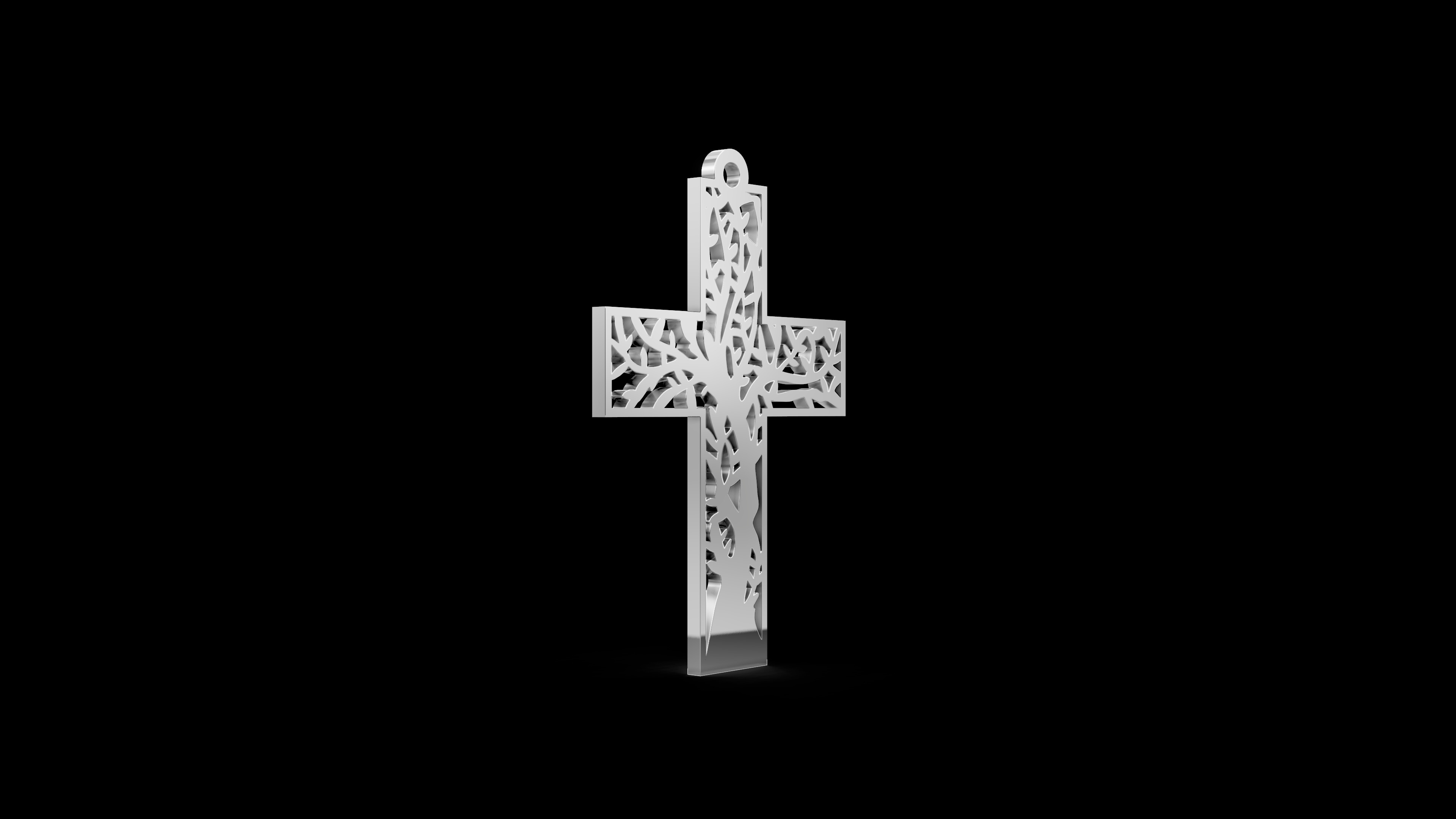 Cross Tree Pendant Necklace 3D print model_9