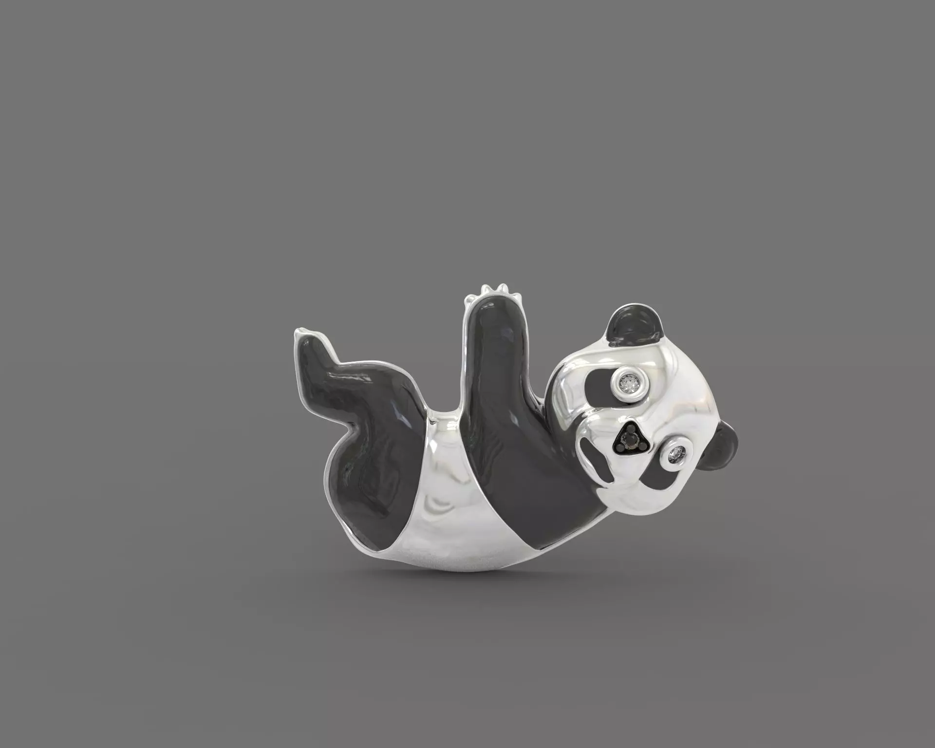 Earring panda bear with enamel and gems Free 3D print model