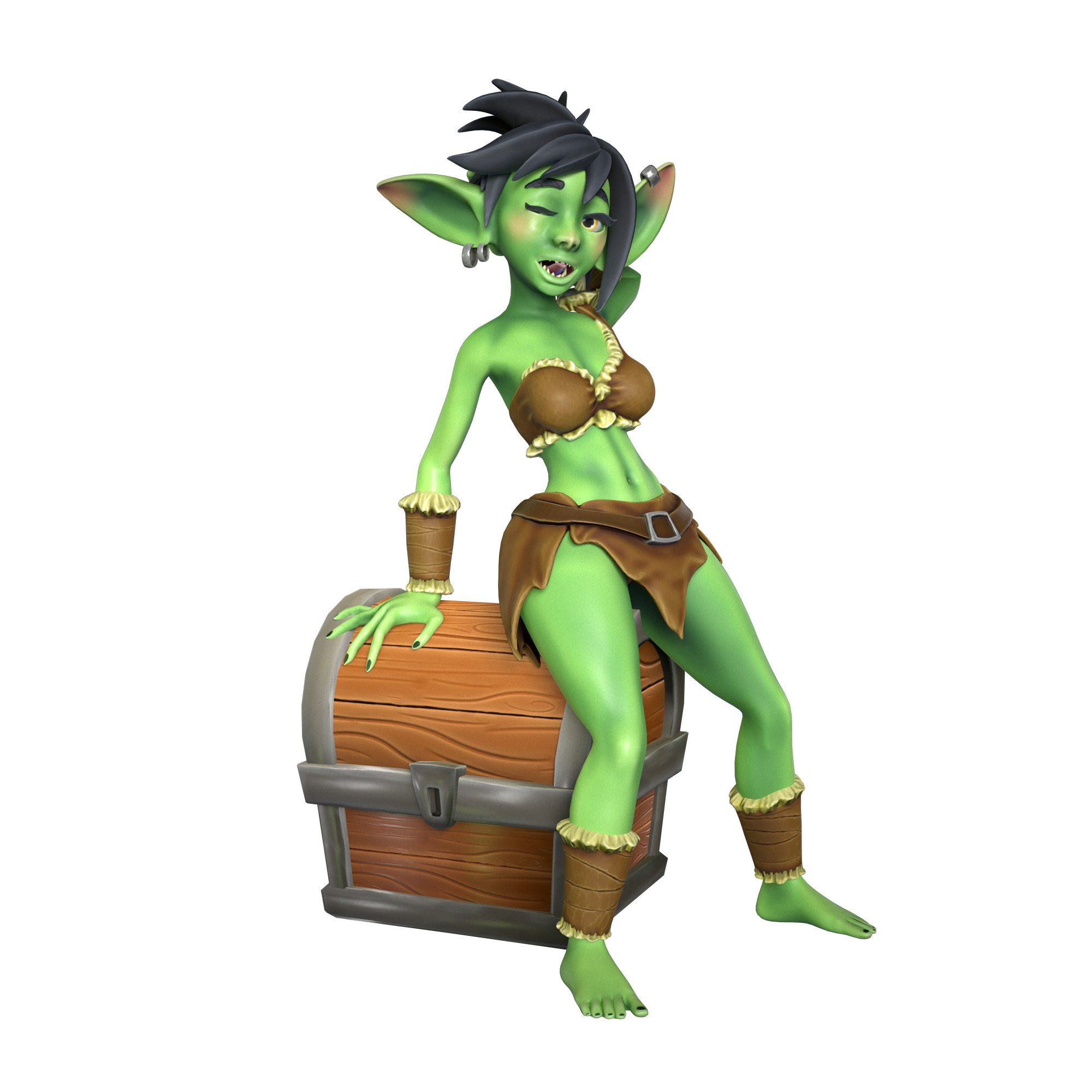 Goblin Girl - 3D Character - VRChat-Ready Avatar Low-poly 3D model_7