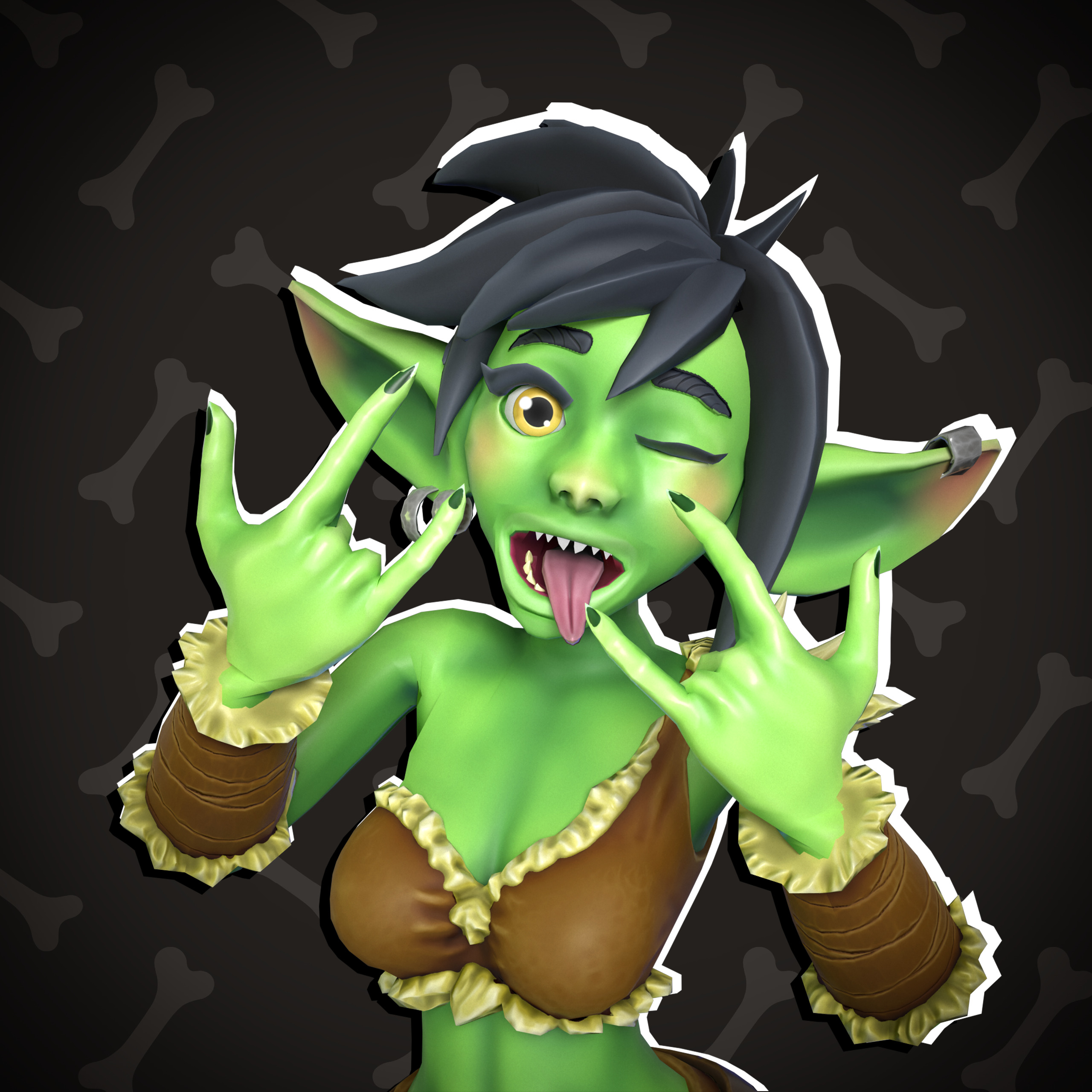 Goblin Girl - 3D Character - VRChat-Ready Avatar Low-poly 3D model_5
