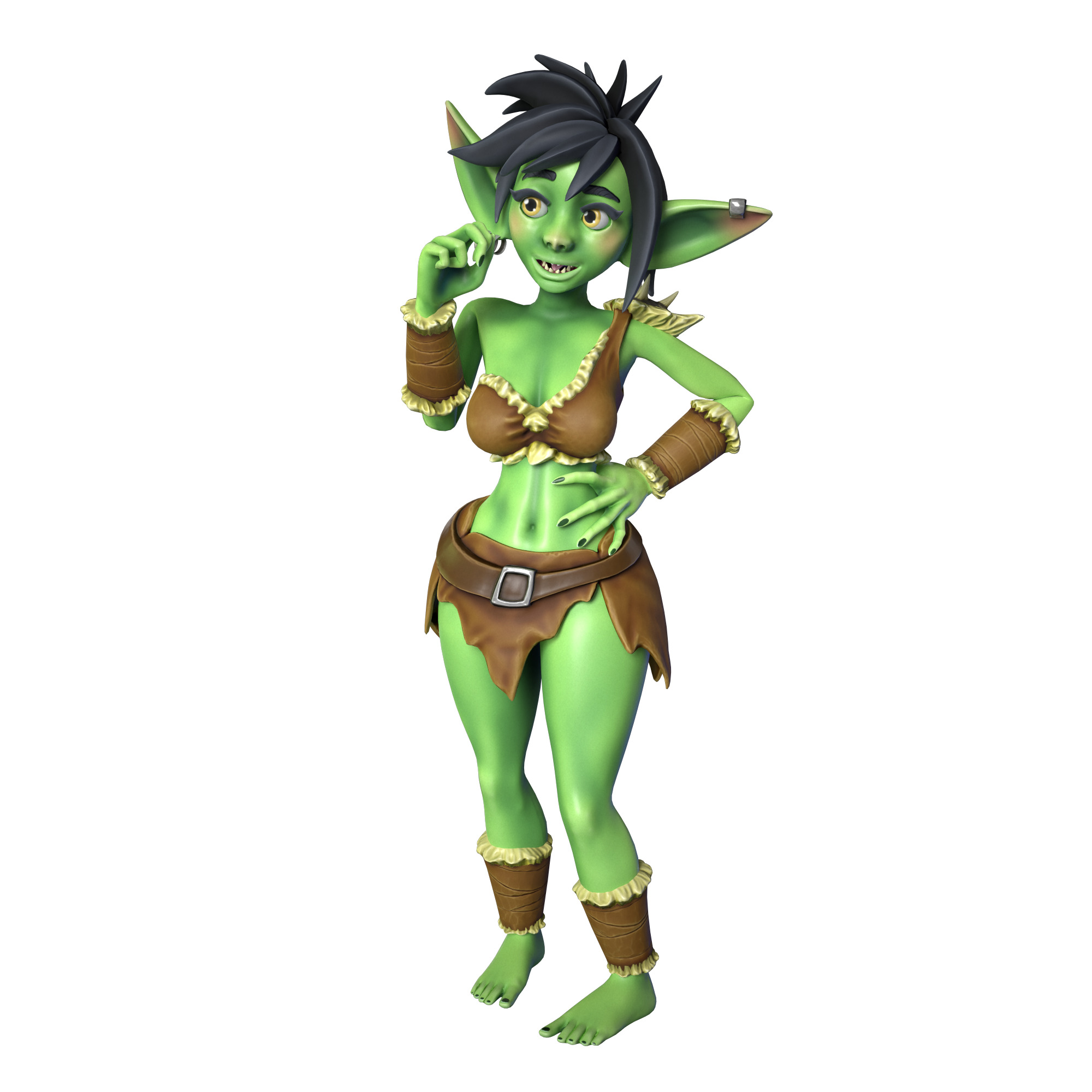 Goblin Girl - 3D Character - VRChat-Ready Avatar Low-poly 3D model_6