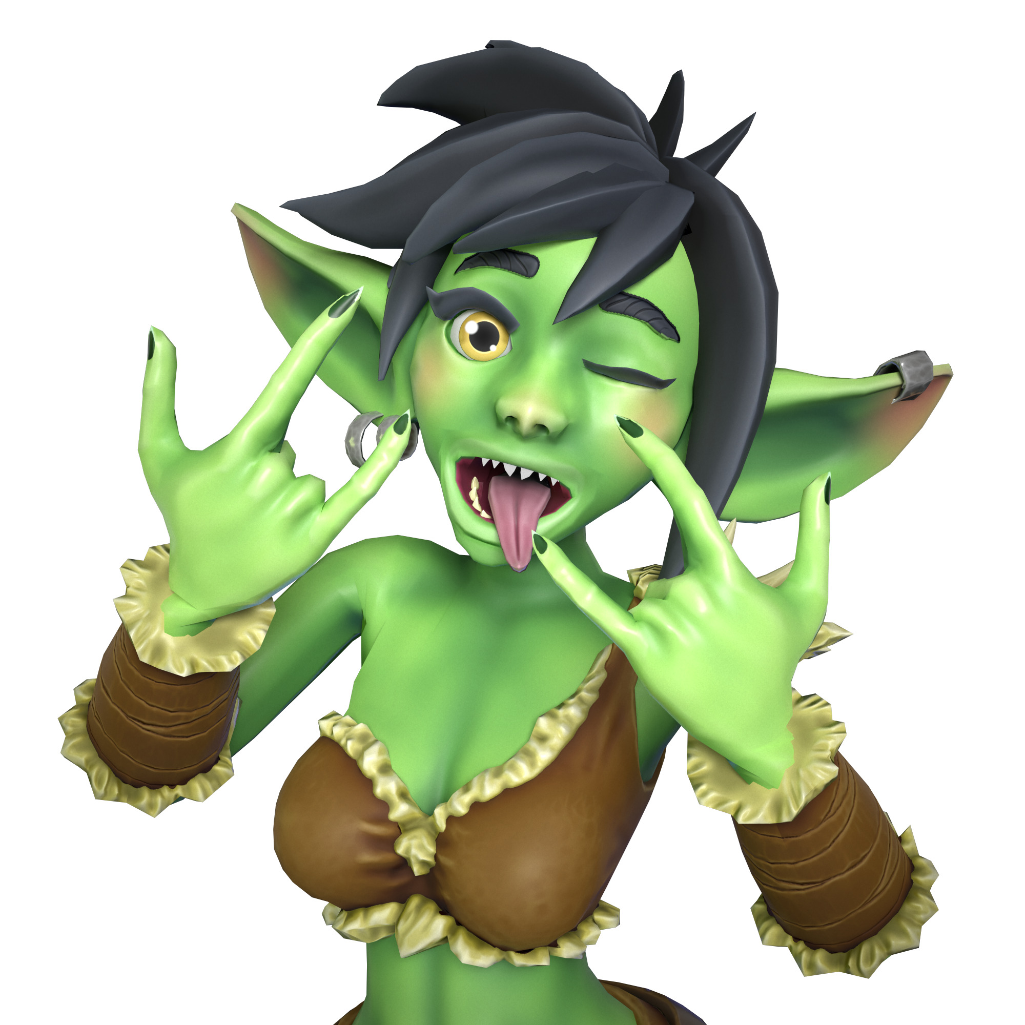 Goblin Girl - 3D Character - VRChat-Ready Avatar Low-poly 3D model_8