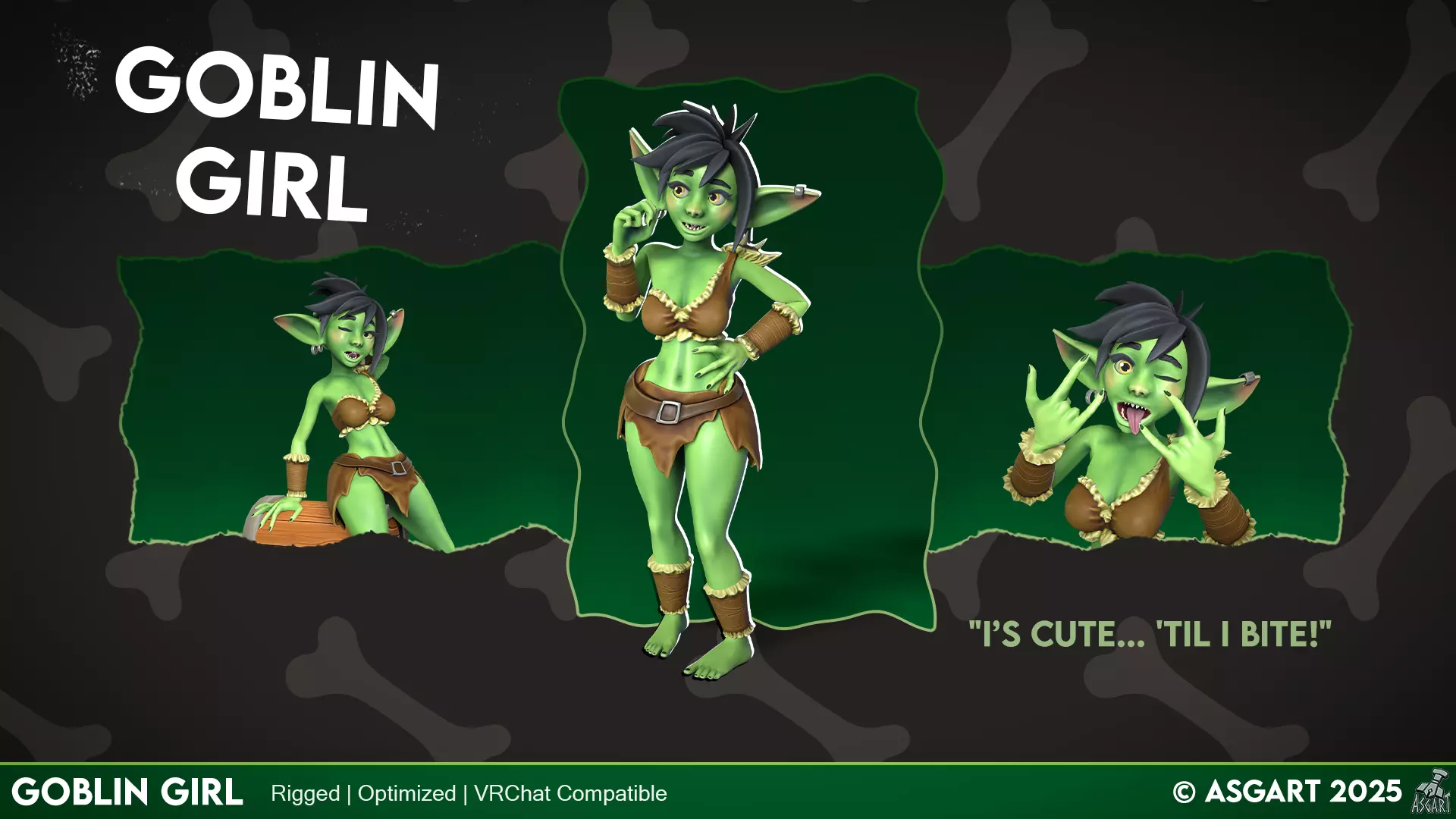 Goblin Girl - 3D Character - VRChat-Ready Avatar Low-poly 3D model_0