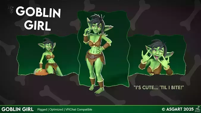 Goblin Girl - 3D Character - VRChat-Ready Avatar Low-poly 3D model