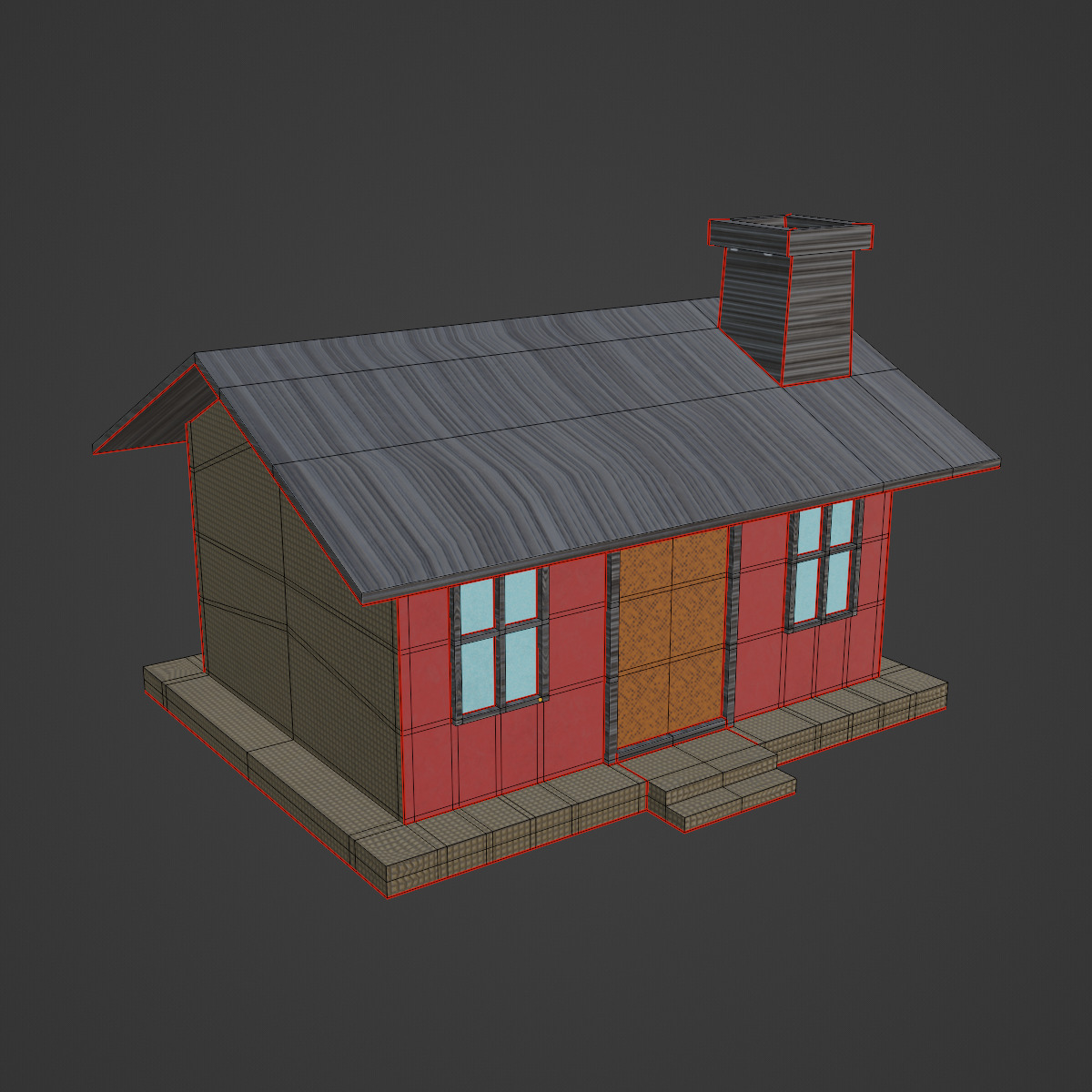Low Poly House 03 Low-poly 3D model_7