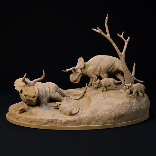 Nasutoceratops mud bath 1-35 scale pre-supported dinosaur 3D print model