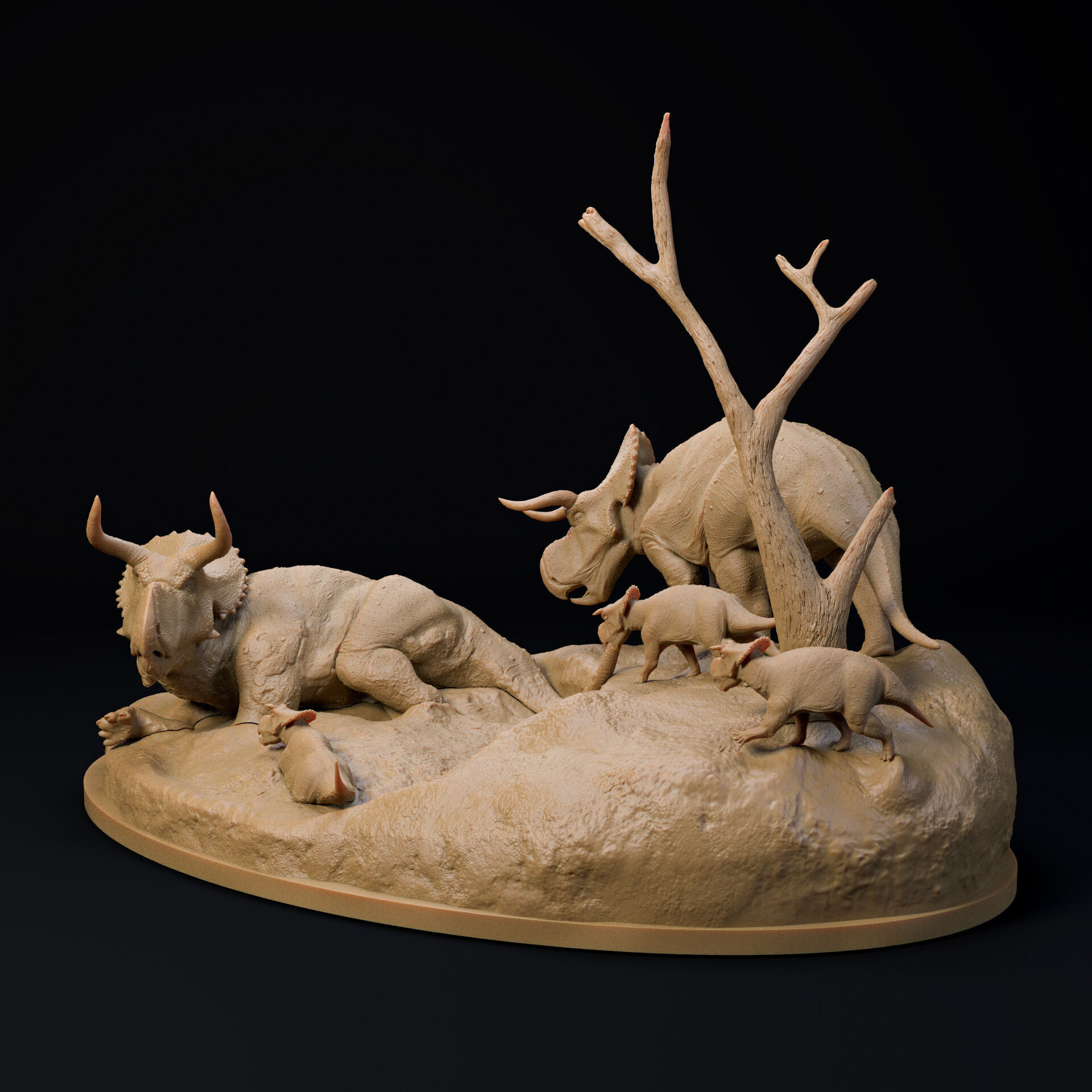 Nasutoceratops mud bath 1-35 scale pre-supported dinosaur 3D print model_1