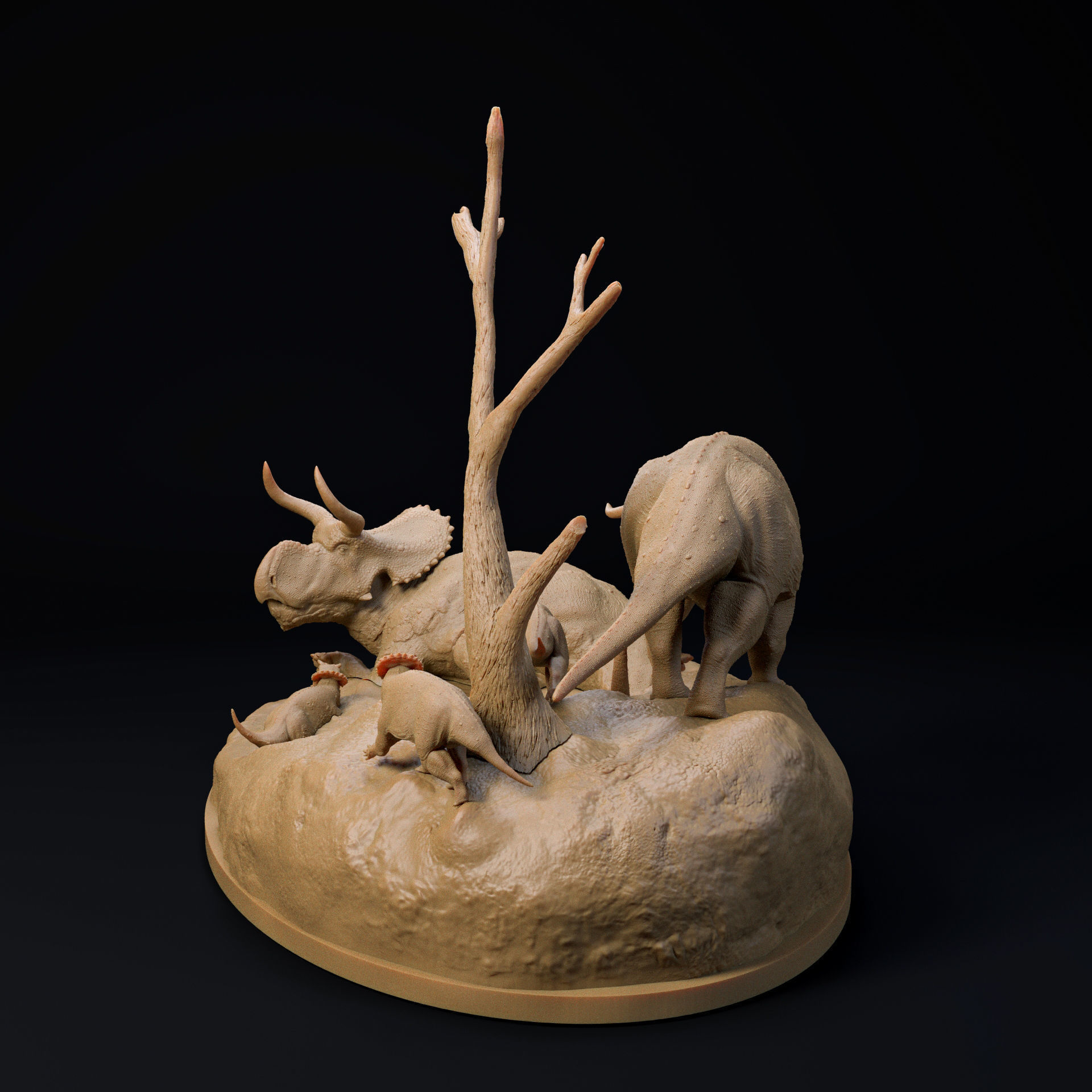 Nasutoceratops mud bath 1-35 scale pre-supported dinosaur 3D print model_2