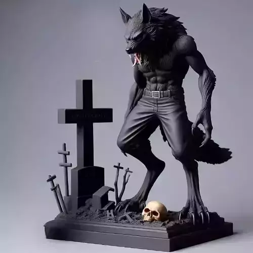 1071COLORFUL  Werewolf Howling with Skull 3D Model 3D print model 1071COLORFUL  Werewolf Howling with Skull 3D Model 3D print model
