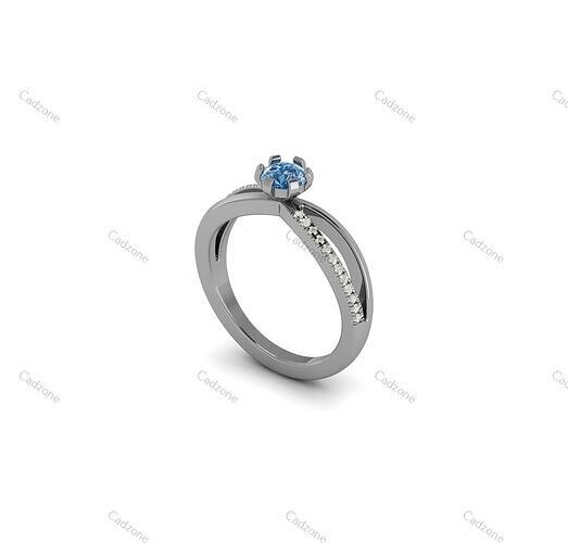 Twisted Solitaire Ring with Pave Diamonds-3D Model 3D print model