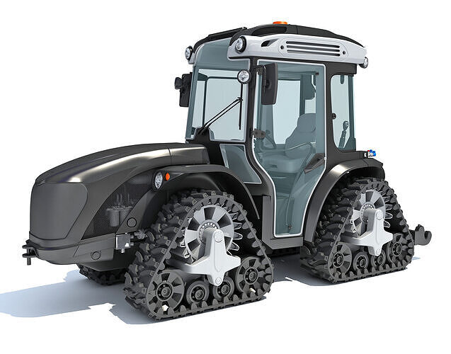 Articulated Tracked Tractor with Rubber Tracks 3D model
