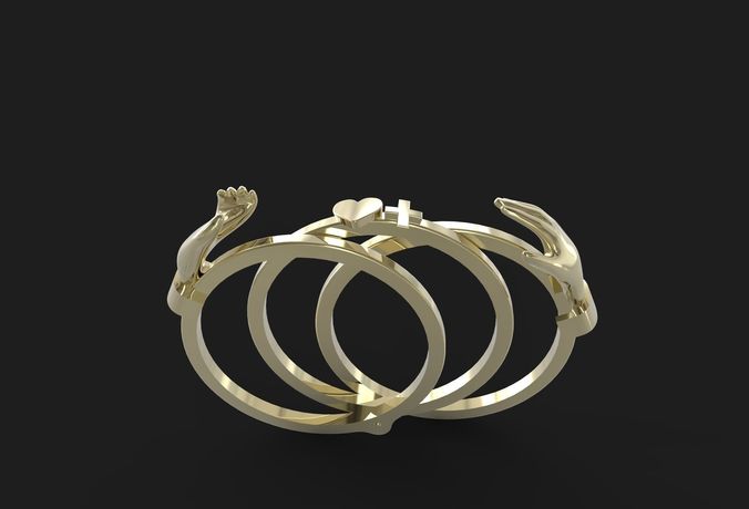 Antique gimmel ring 3D print model