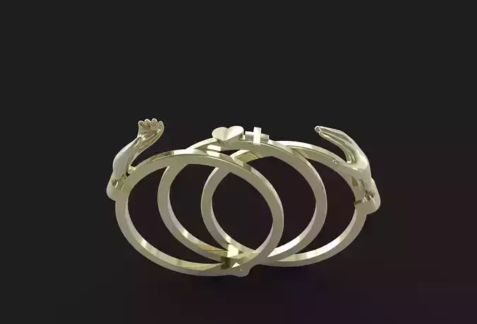 Antique gimmel ring 3D print model