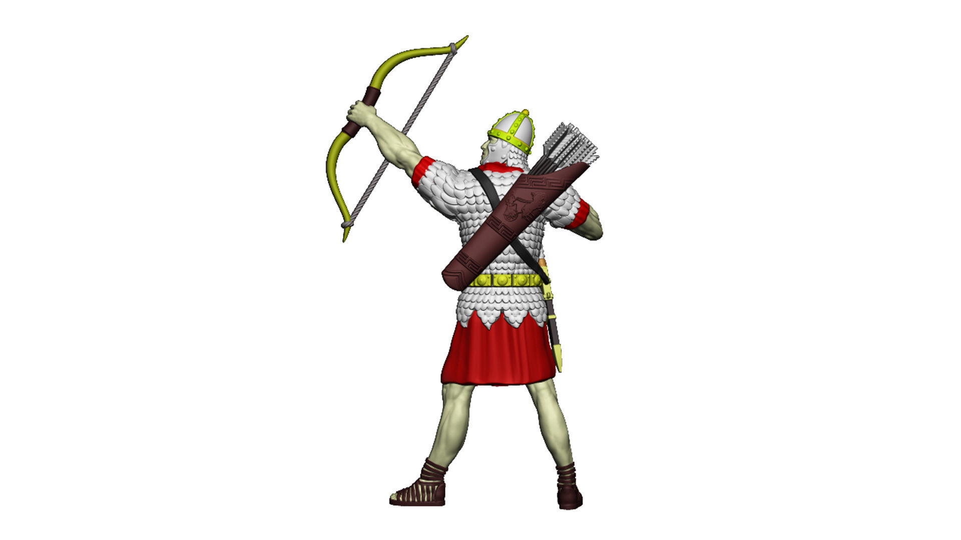 Roman Archer 2 Bow up the arrow is shot 3D print model_6
