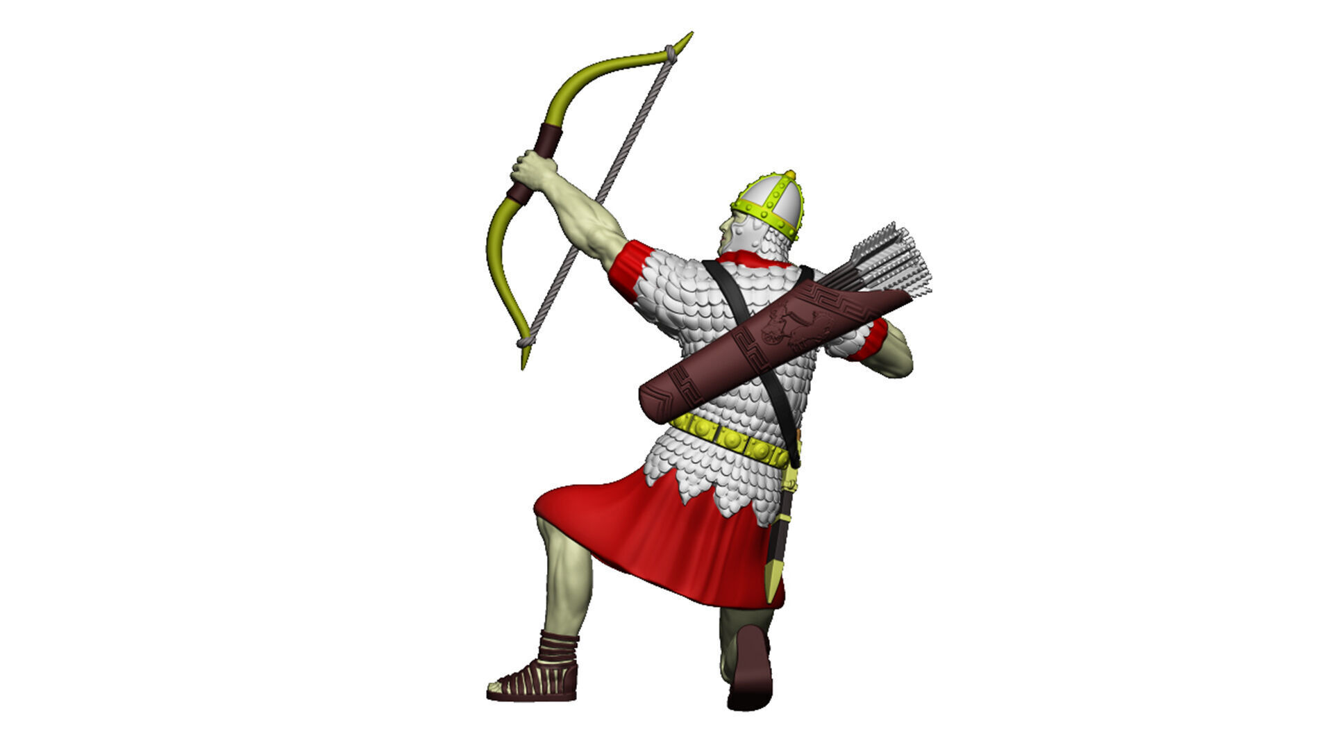 Roman Archer 3 Bow up sits arrow is shot 3D print model_7