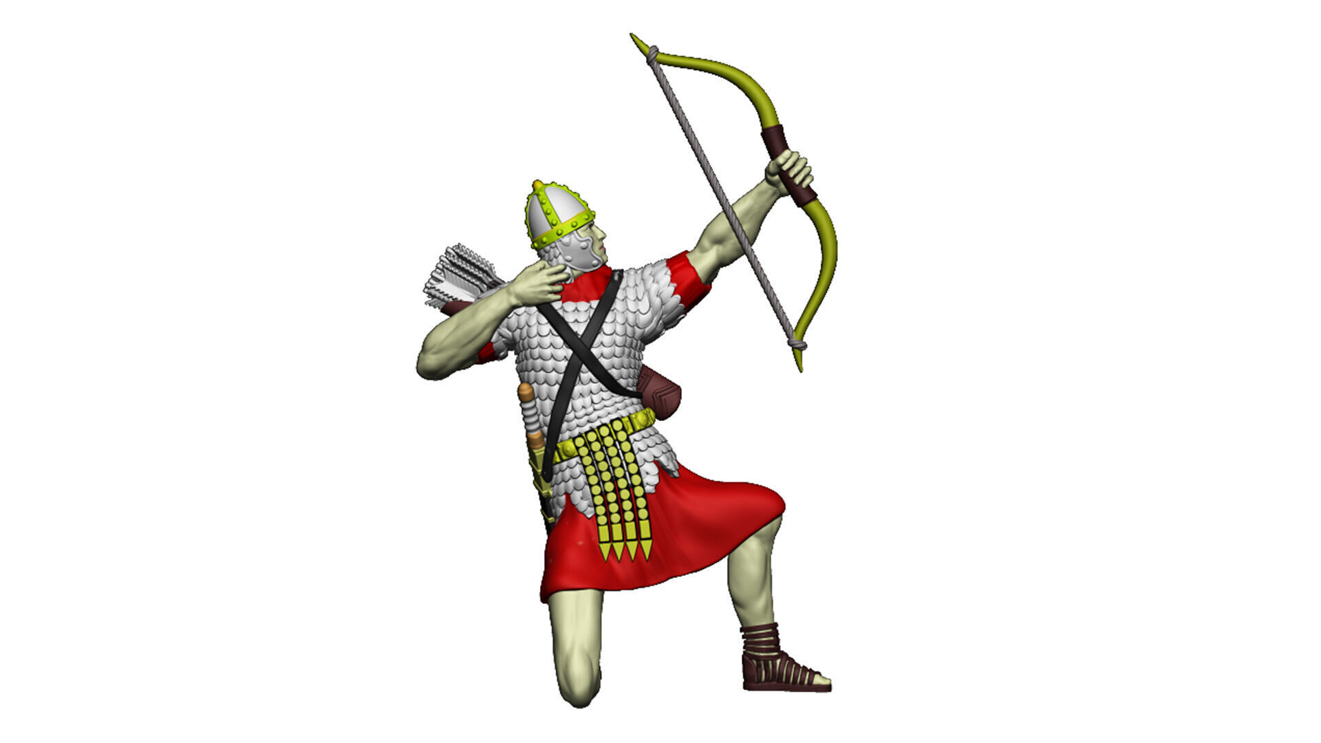 Roman Archer 3 Bow up sits arrow is shot 3D print model_5