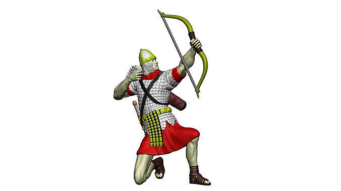 Roman Archer 3 Bow up sits arrow is shot 3D print model