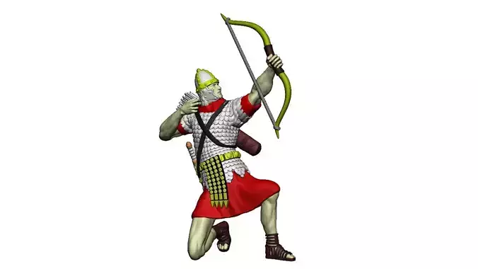 Roman Archer 3 Bow up sits arrow is shot 3D print model