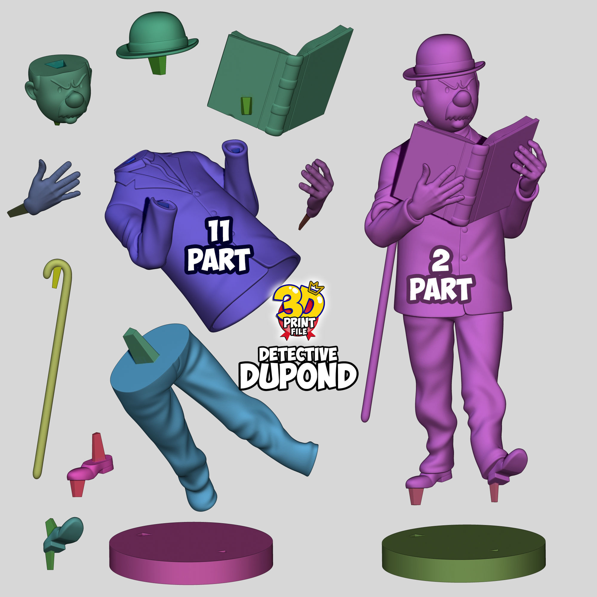 Detective Dupond 3D model Free Size 3D print model_2