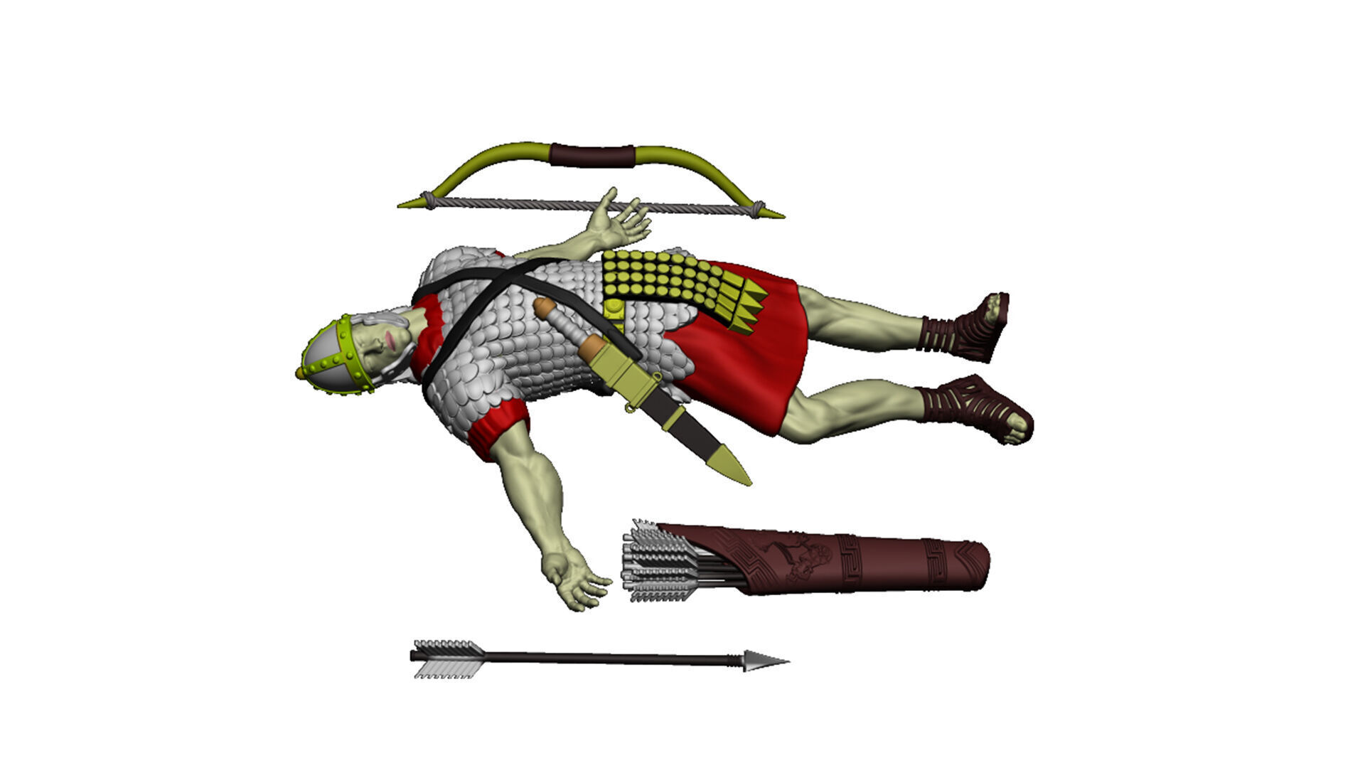 Roman Archer 6 dead 3D print model_5