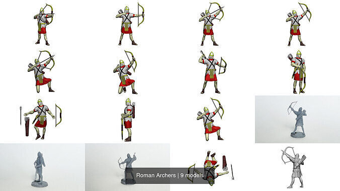 Roman Archers 3D Model Collection
