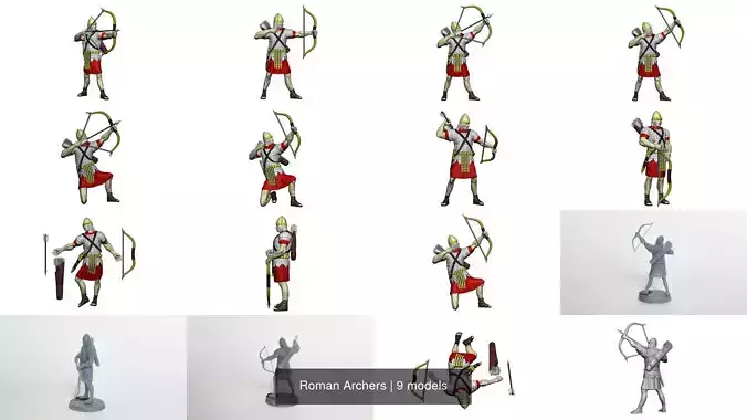 Roman Archers 3D Model Collection