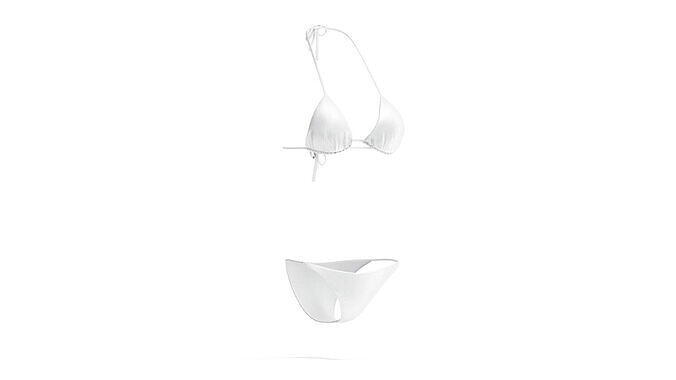 Beach Womens White Bikini - female string summer swimsuit 3D model