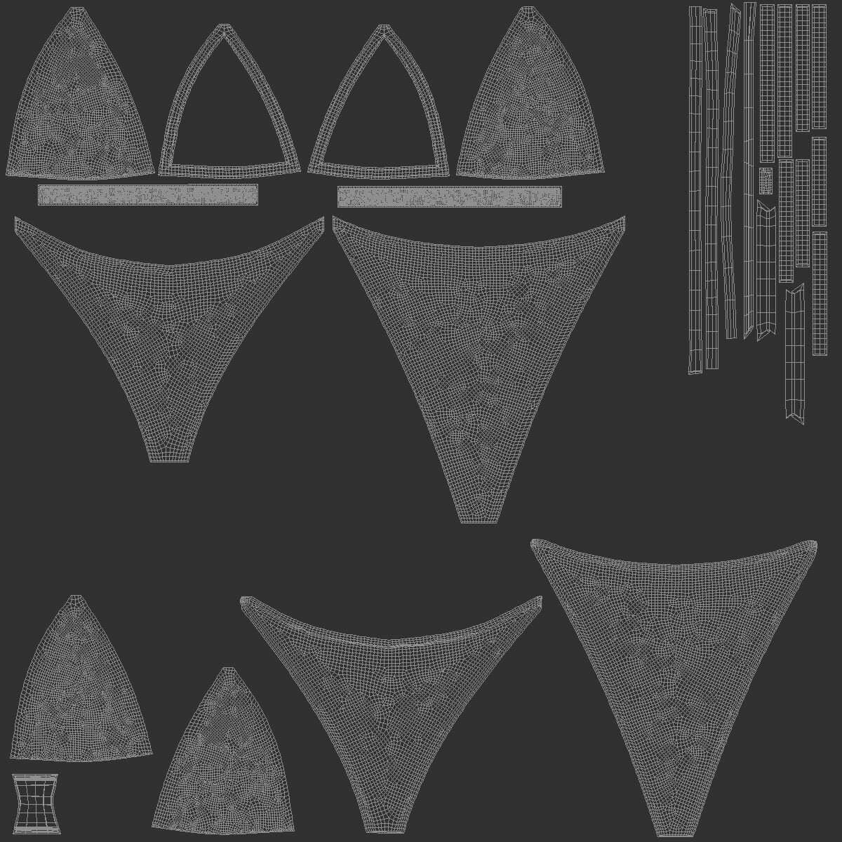 Beach Womens White Bikini - female string summer swimsuit 3D model_6