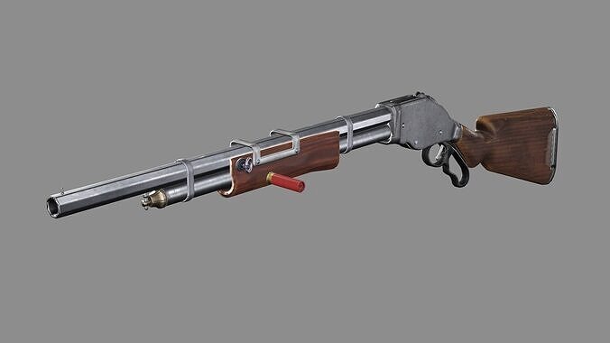 Mossberg M870 Tactical 12 Gauge Shotgun Low Poly 3D Model Low-poly 3D model