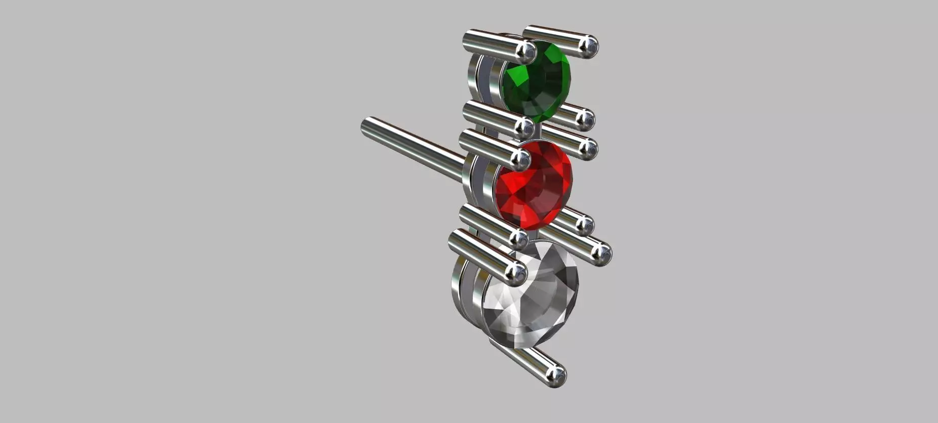 Fixed Earring with Colored Gemstone 3D print model