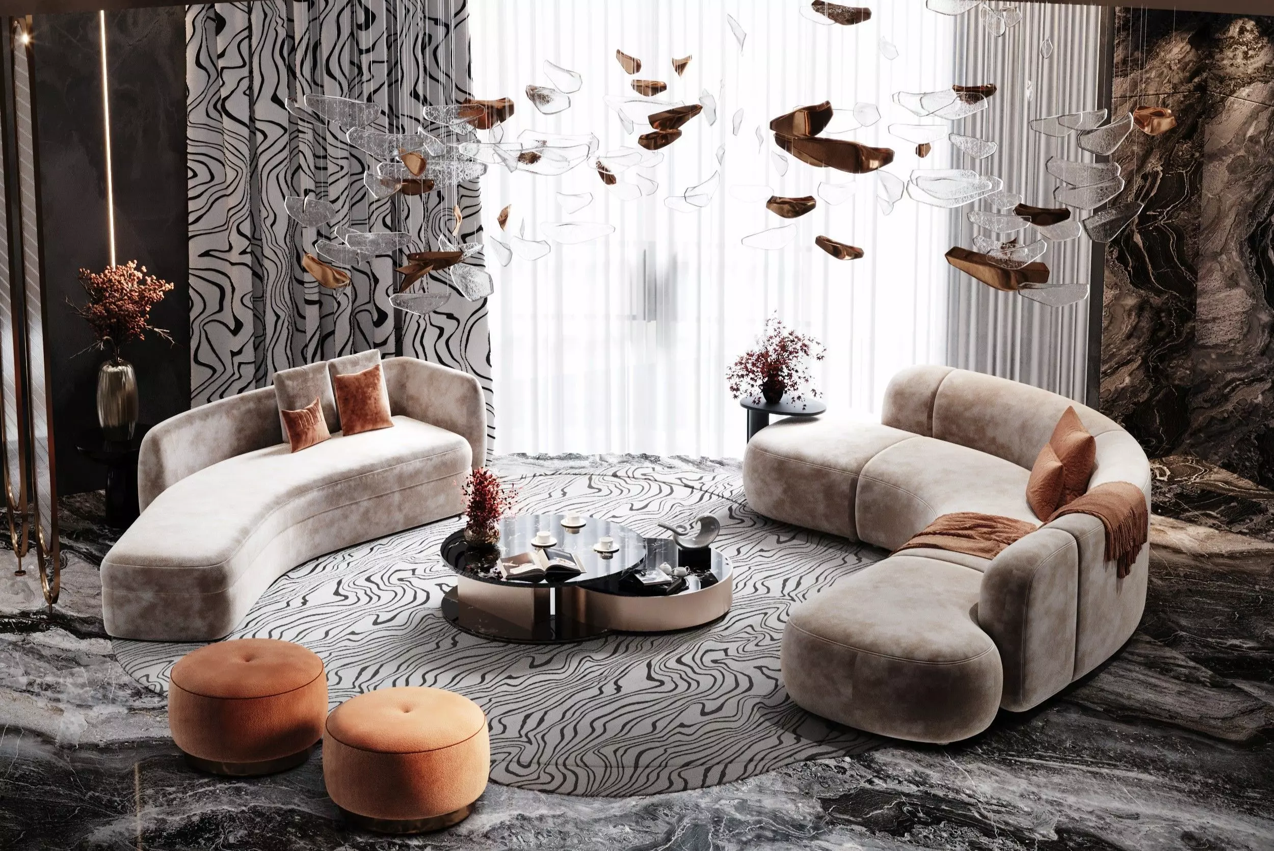 Luxury Contemporary 3D Scene 3D model_0