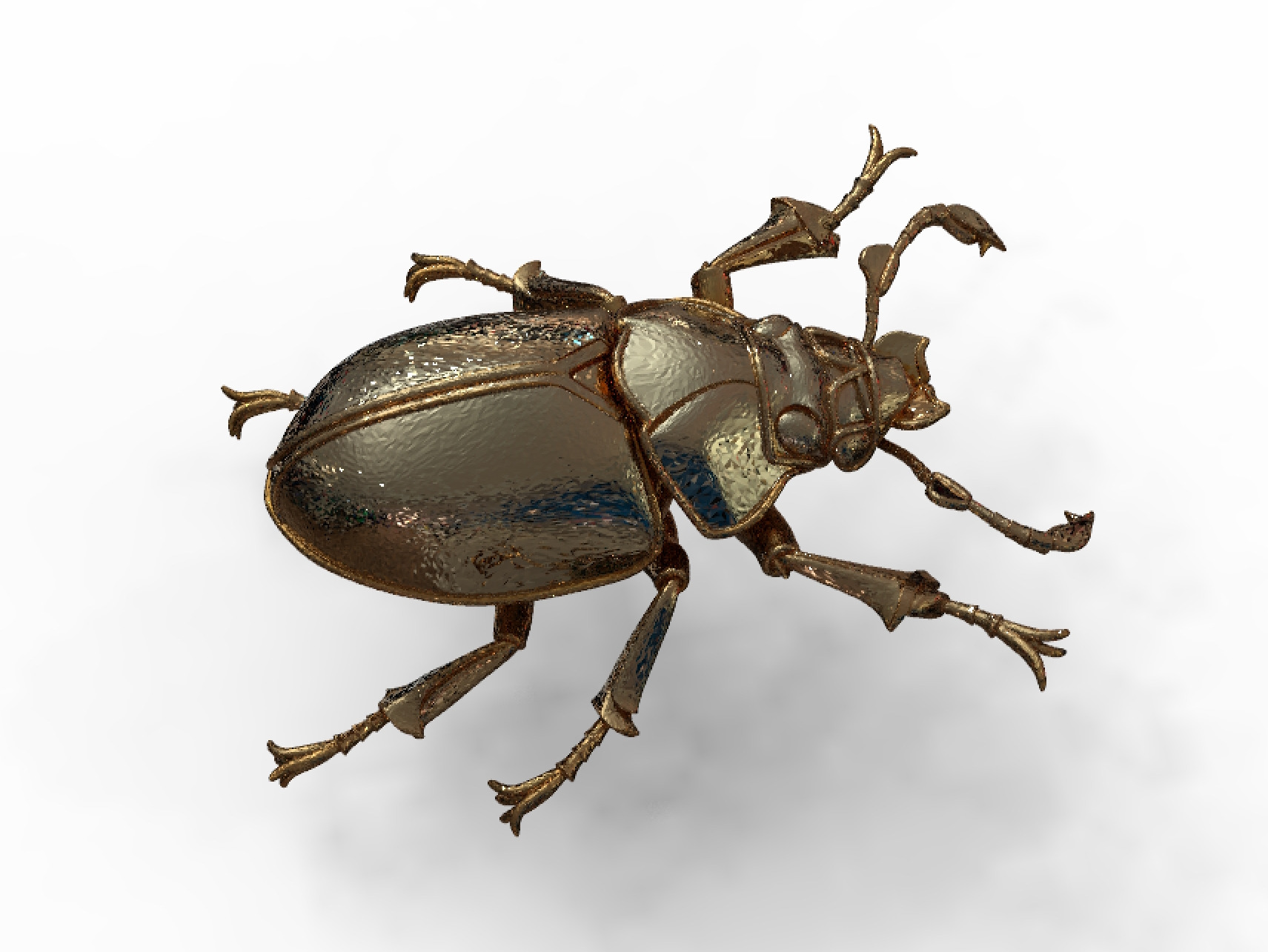 Golden Mechanical Stag Beetle 3D Model 3D model_3