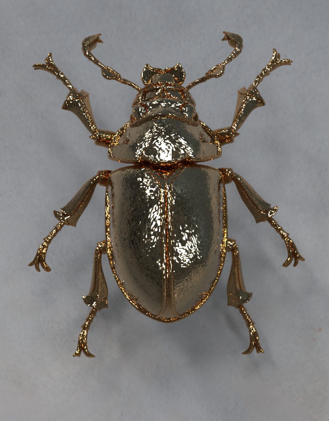 Golden Mechanical Stag Beetle 3D Model 3D model_1