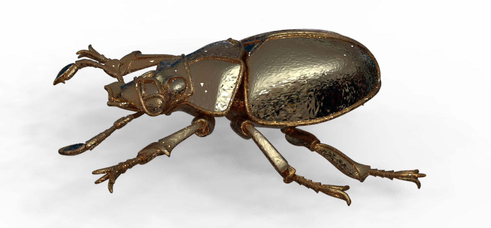 Golden Mechanical Stag Beetle 3D Model 3D model_5