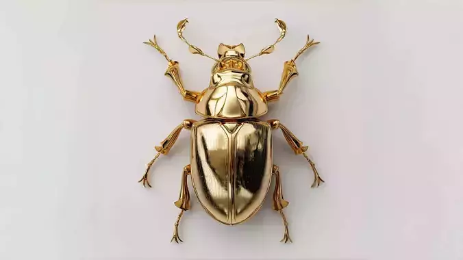Golden Mechanical Stag Beetle 3D Model