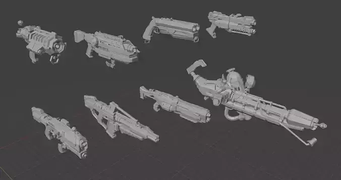 low-poly Deep Rock Galactic Guns
