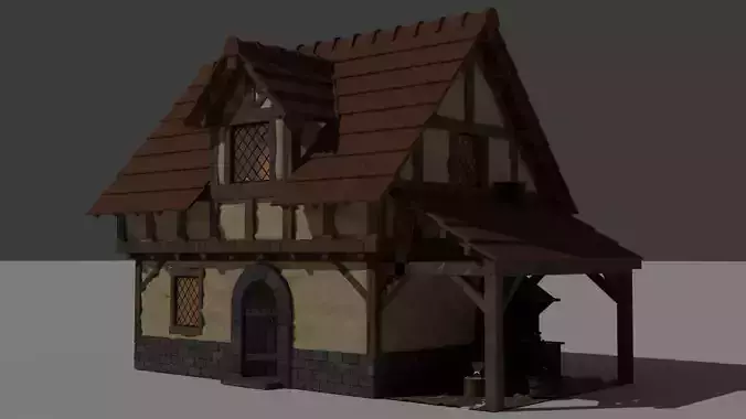 Medieval Blacksmith House  Detailed GameReady 3D Asset