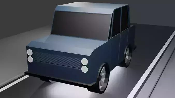 Low Poly car with engine and suspension