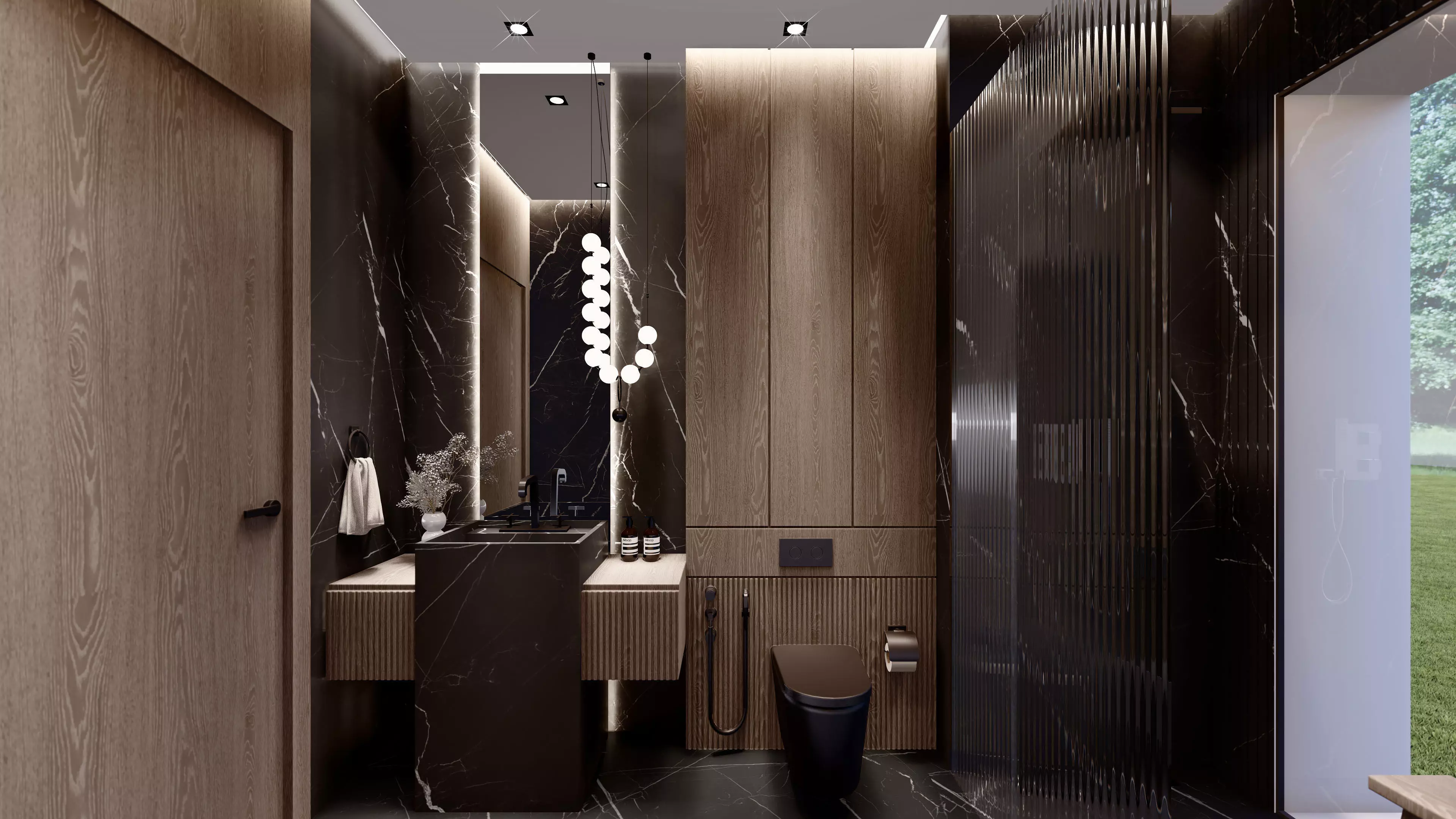 Modern black bathroom sketchup design 3D model