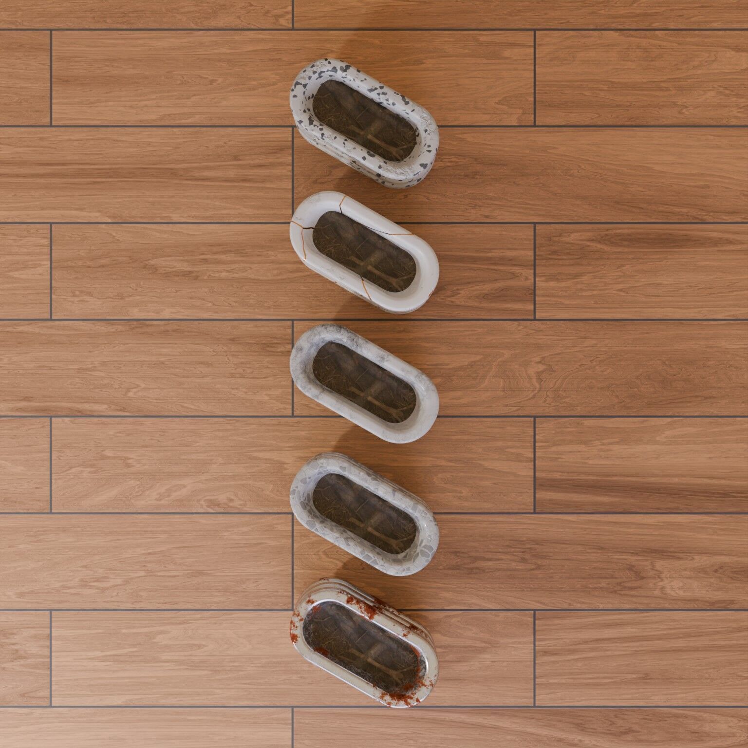 Modern Oval Planter Pot - Stylized 3D Model with 5 Unique 3D model_4