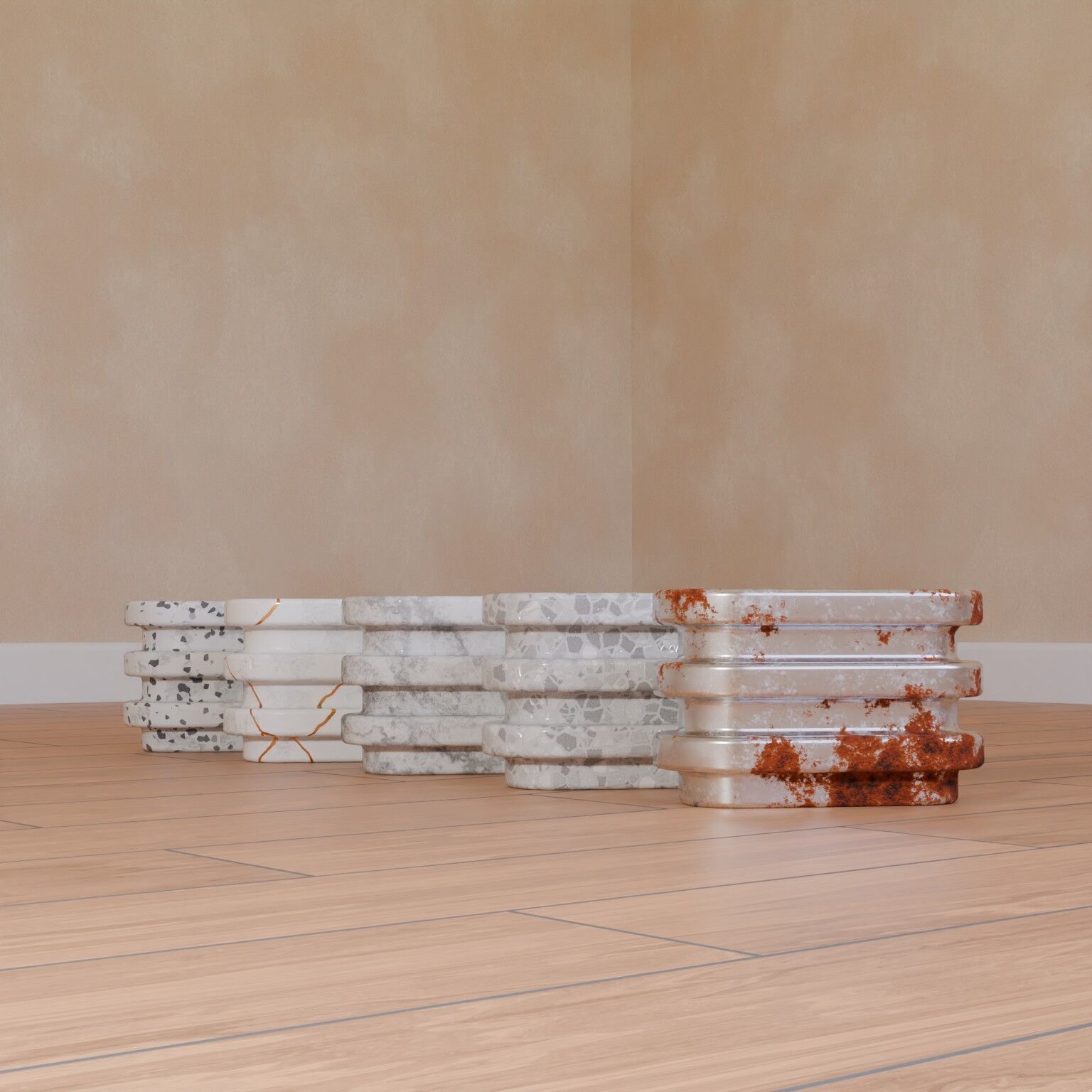 Modern Oval Planter Pot - Stylized 3D Model with 5 Unique 3D model_2