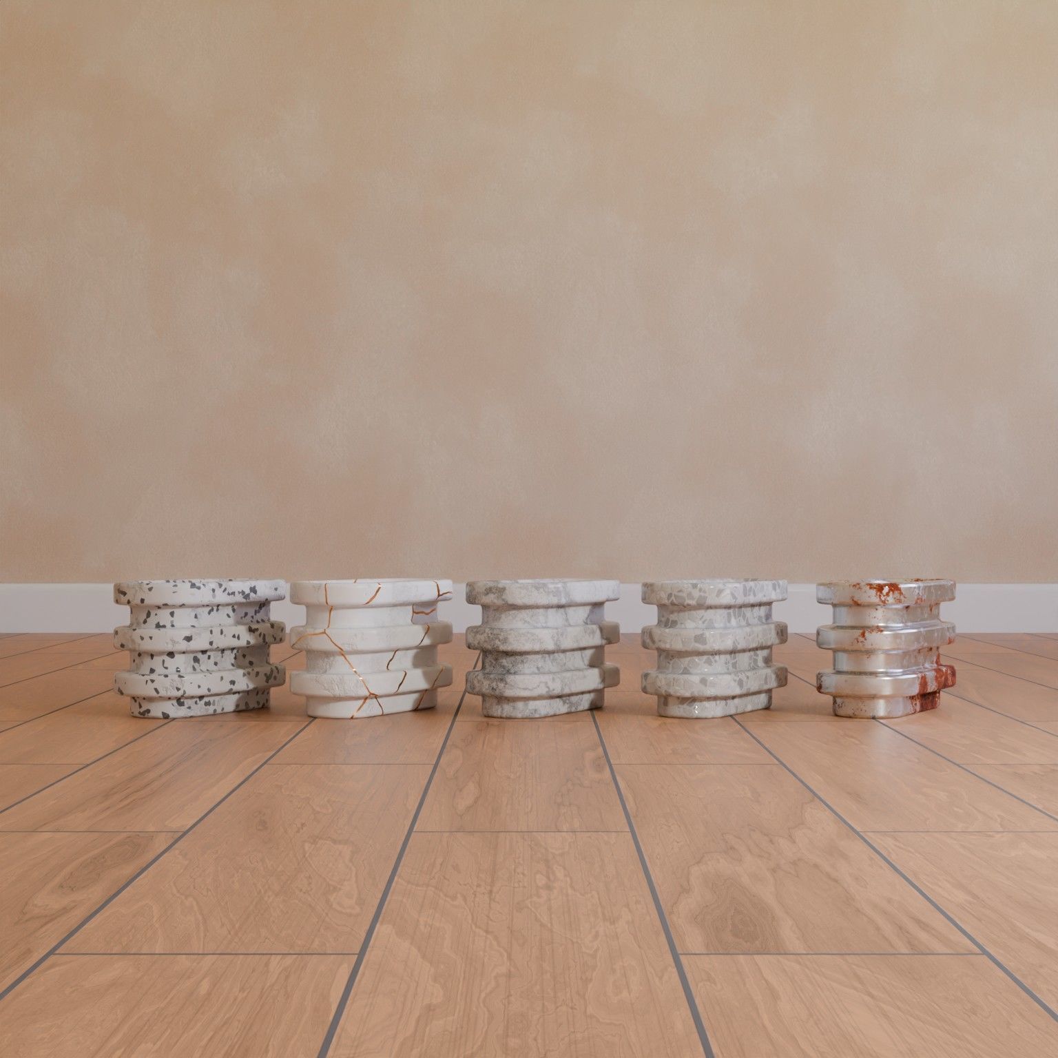 Modern Oval Planter Pot - Stylized 3D Model with 5 Unique 3D model_1