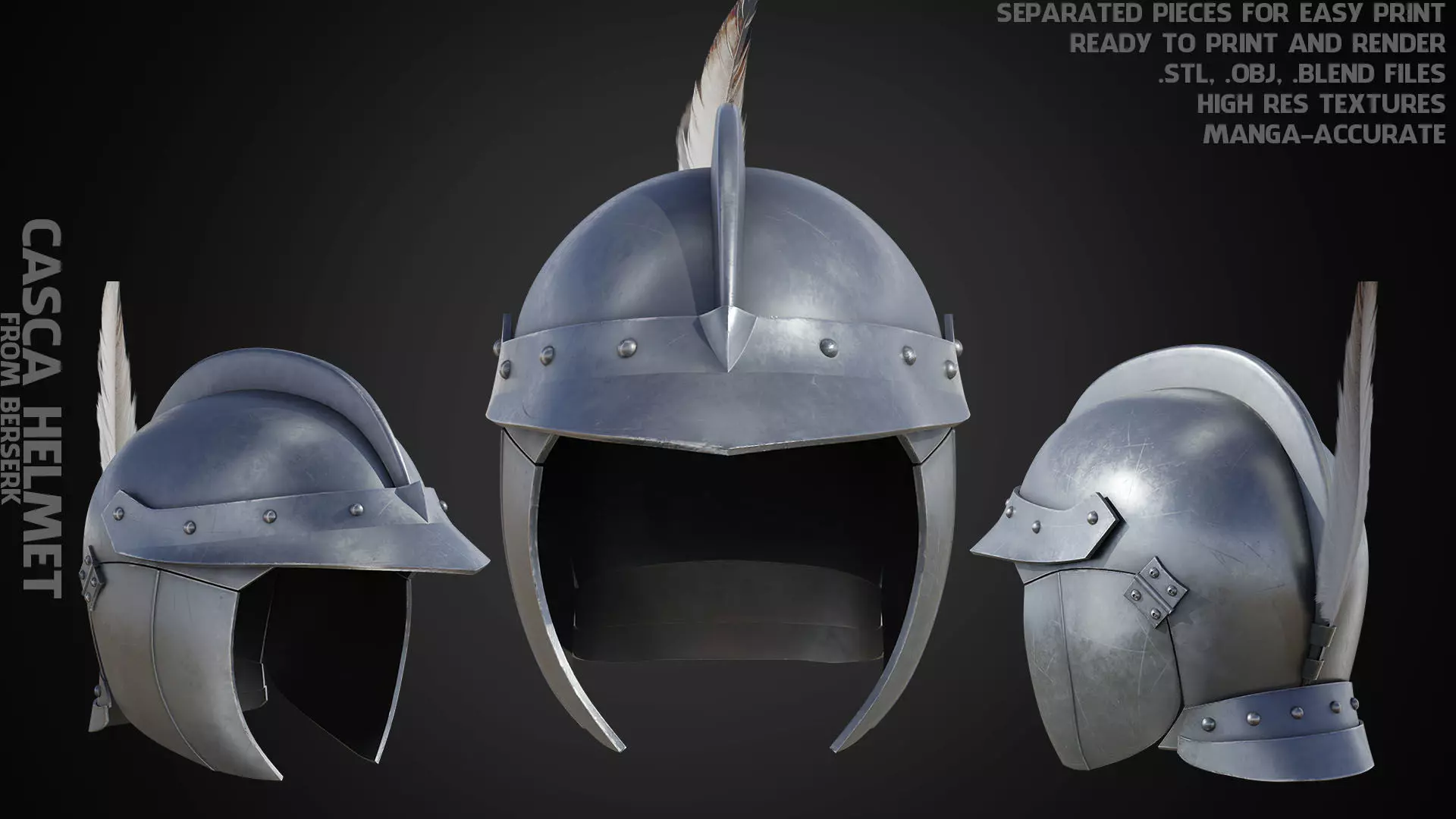 Berserk Casca Helmet for Cosplay 3D print model_0